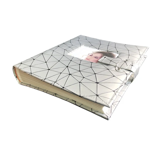 Leather cover flush mount wedding photo album 50pcs magnetic sheets