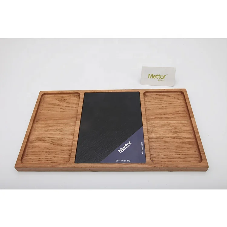 Oak wood slate serving tray wood serving tray with handles