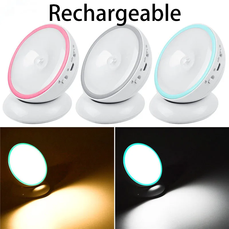Portable USB Rechargeable  waterproof IPX5 Human Body Induction Motion Sensor LED Night Light LED work light