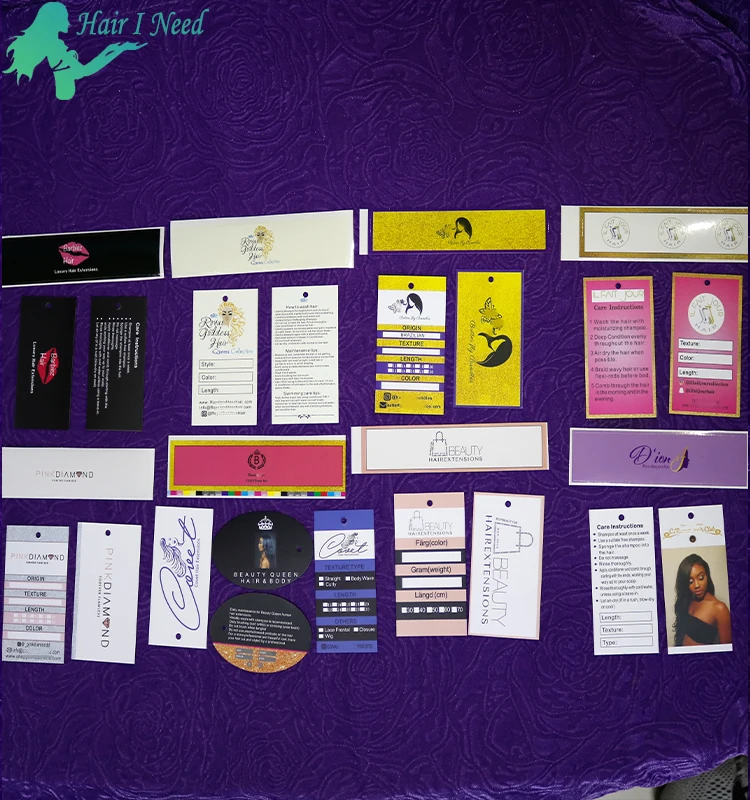 Customize Hang Tags Hair Bundle Price Tag Private label Printed Hair card