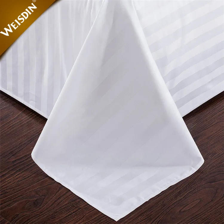 Hot Selling Product white king size 300TC satin stripe 100% cotton hotel bedding comforter bed sheets set