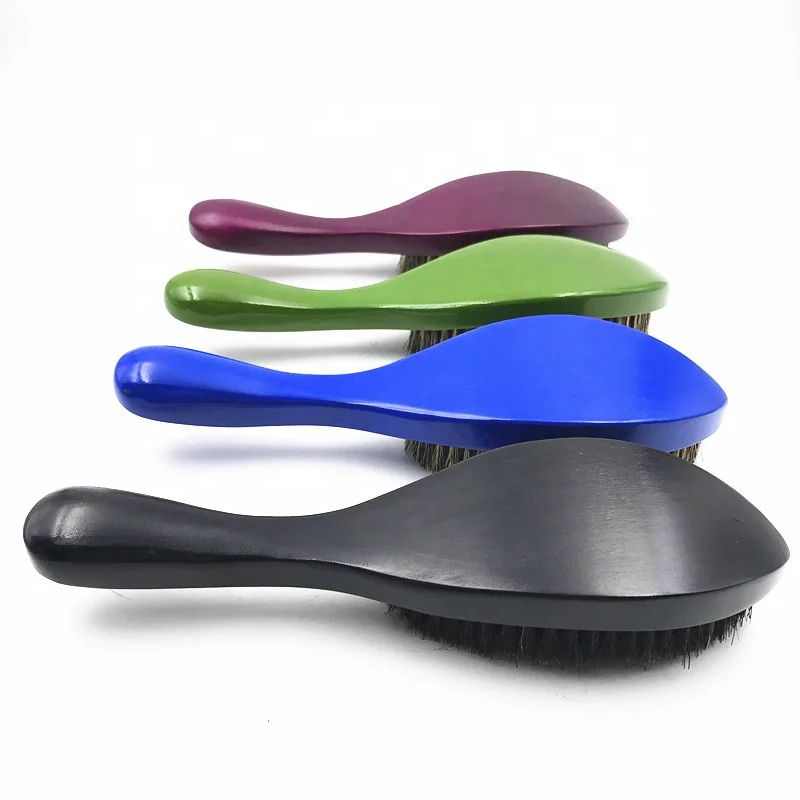 Заводская цена, щетка из Кабановой щетины, оптовая продажа, длинная ручка, 360 волнистая щетка, изогнутая волнистая щетка