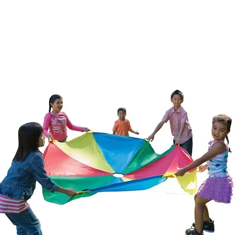 6 FT Parachute with 8 Handles Multicolored Rainbow Toy Parachute