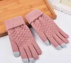 Winter warm knitted gloves can operate mobile phone screen warm biological electric gloves