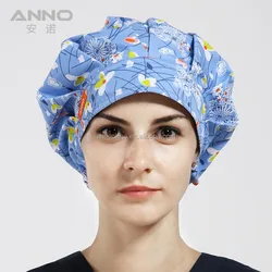 ANNO Woven Head Clip Color Surgical Hats Print Doctors Hair Medical Nurse Operating Room Caps