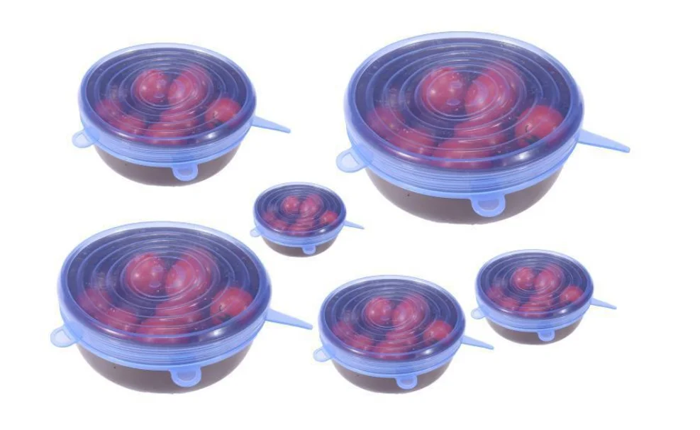 
Eco-friendly 6 pack cheap reusable silicone lids food wrap 