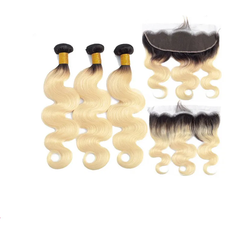 
1 Kilogram 10 bundle/pcs 100 percent Brazilian virgin remy human hair 1b/613 blonde ombre 10
