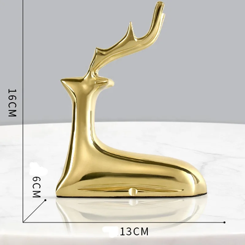 Abstract elk statue Office sitting room Wine cabinet Study Ornament brass/bronze elk statue