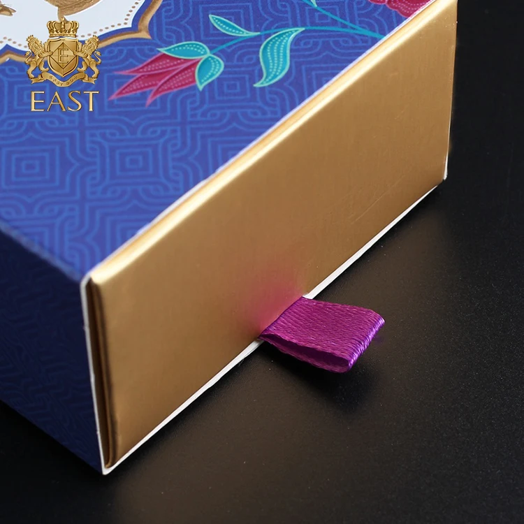 Blue Mini Custom Essential Oil Drawer Packaging Box,Printing paper box for lipstick, Hot stamping paper Skincare packaging boxes