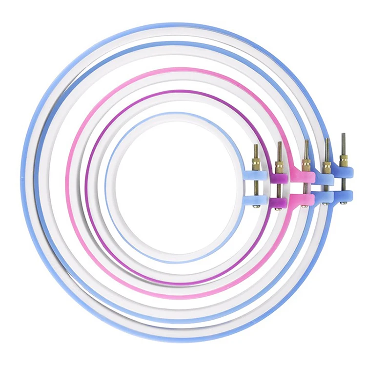 Hot Sale 5Sizes Colorful Plastic Cycle Cross Stitch Embroidery Hoops And Frames