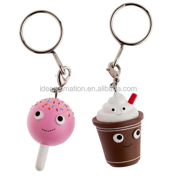 OEM plastic ice cream shaped keyring