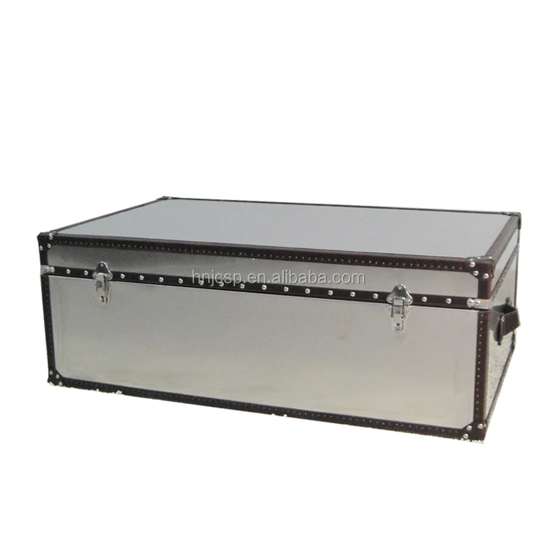 Large stainless steel coffee table storage trunk