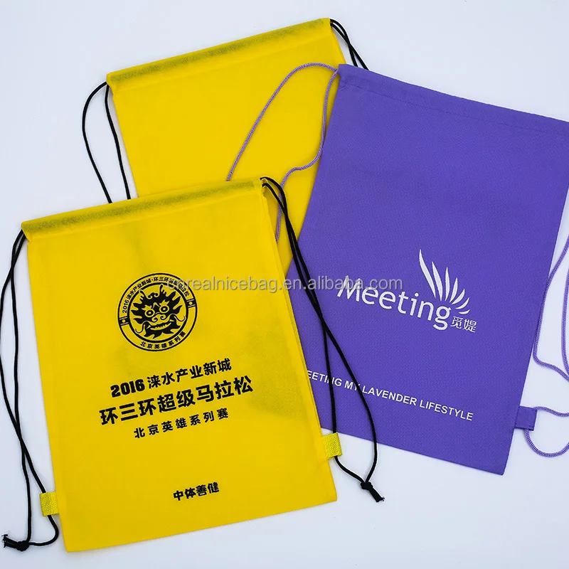 Нетканый рюкзак на шнурке с напечатанным логотипом в подарочной упаковке, рюкзак из полиэстера на заказ для спортзала