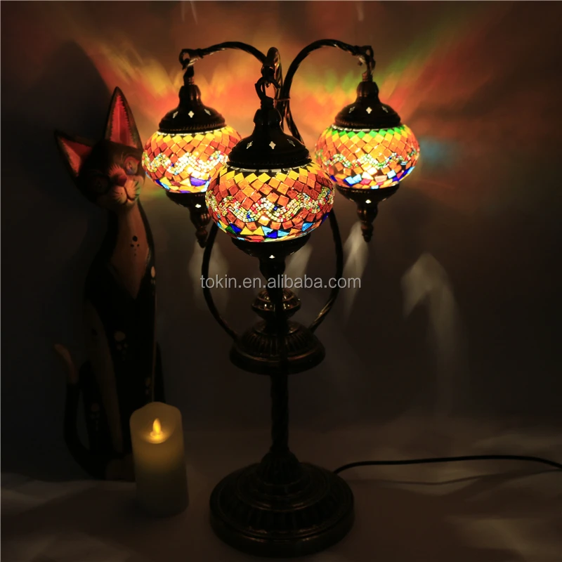 Tokin-lighting (TP3M02) Handmade Mosaic Art Turkish LED table Lamps