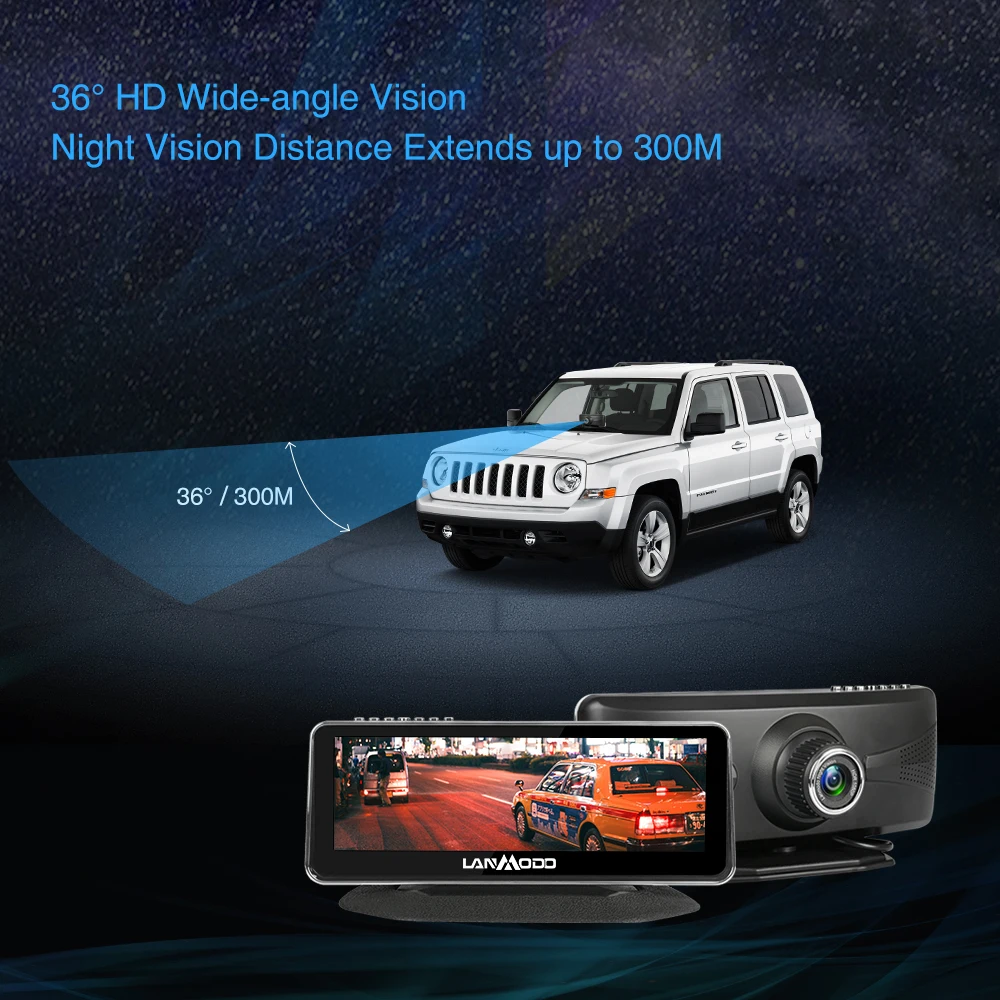 
Lanmodo Night Vision Car Camera With 300 meters long view distance in darkness 