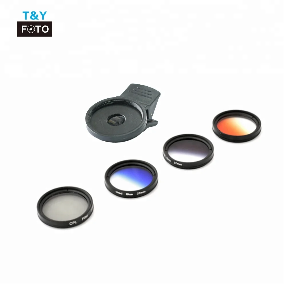 37MM Cell Phone Camera Lens Filter  for iPhone Samsung and Android Smartphones - Graduated Blue Orange Gray filter