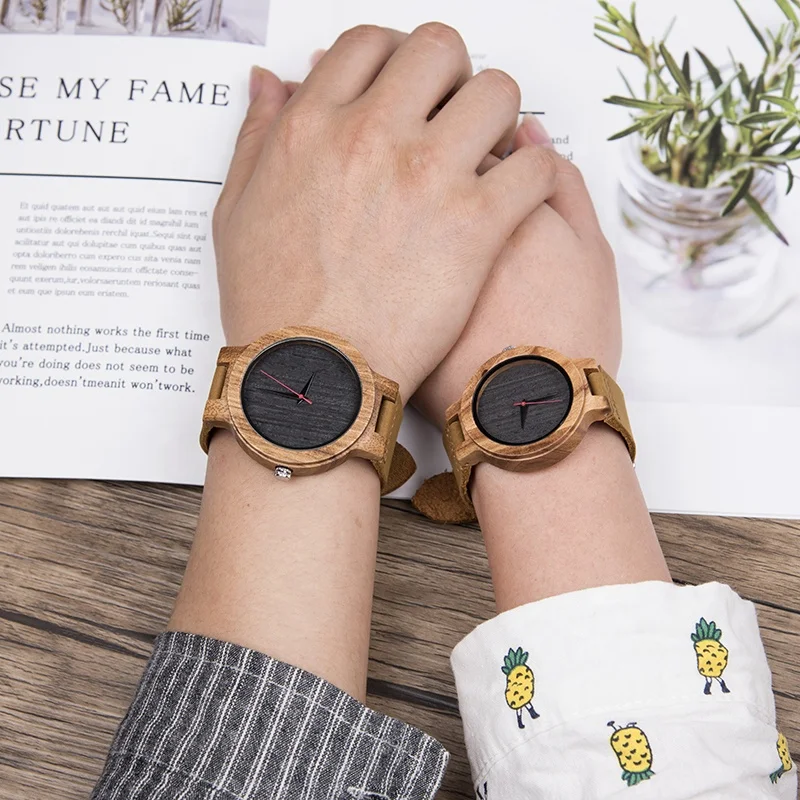 DODO DEER Wooden Watches Quartz Men Women Brown Leather Strap Watch Custom Couple Watches Drop Shipping Natural OEM Japan Casual