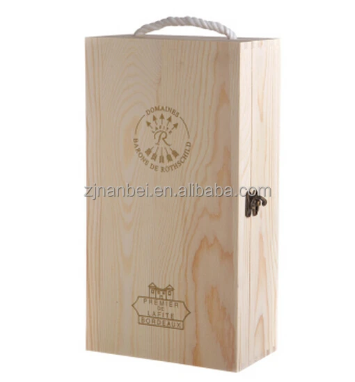 2 упаковки недорогих подарочных коробок для вина из сосновой древесины с логотипом на заказ