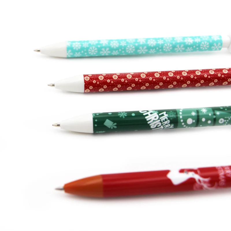 Cartoon head Christmas ballpoint click pen with heat transfer