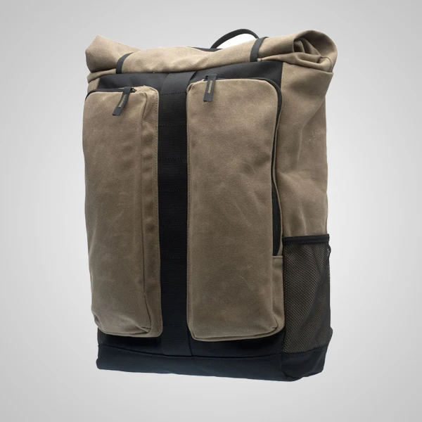 Roll Bicycle backpack pannier with hidden zippered pouch