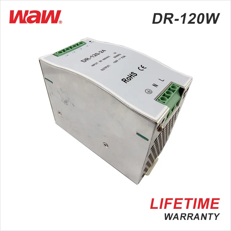110v/220v ac to dc DR-120-24 120W 24V 5A Din Rail Power Supply
