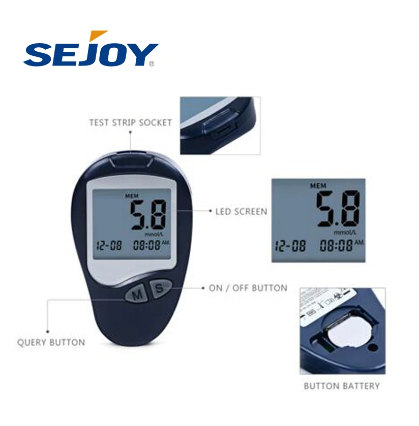 Portable Case Free Test Strips Custom Blood Glucose Meter