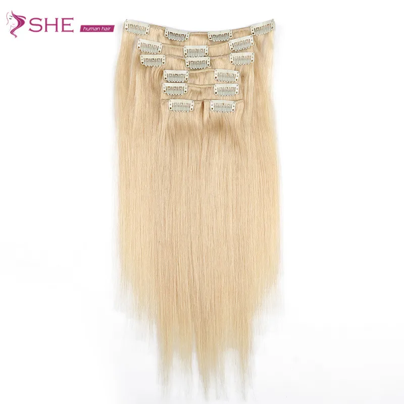 
virgin hair extention clip in hair extention 100% virgin brazilian hair 