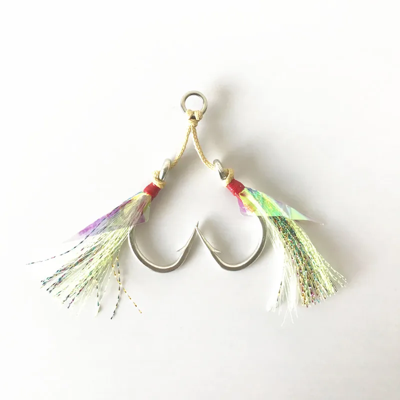 FUNADAIKO high carbon steel fishing double hook Jigging Hook fishing assist hook with barb