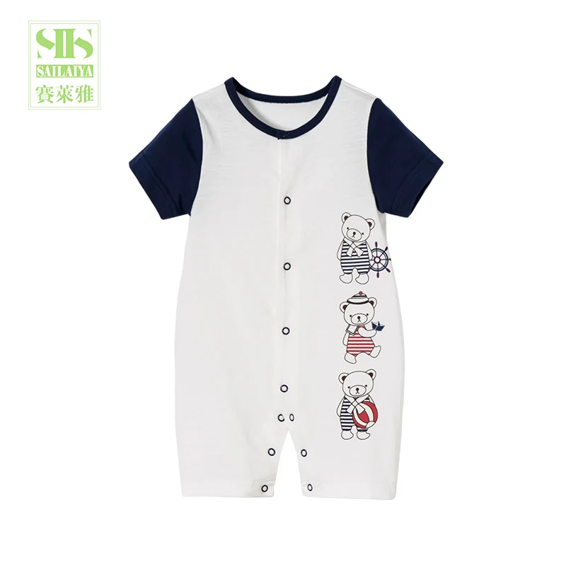 
baby summer short sleeve jumpsuit organic cotton baby clothes 