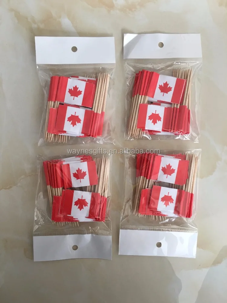 Wholesale Eco-Friendly Custom Printed Small Bamboo Toothpicks Disposable Paper Flag for Cocktail Food Picks