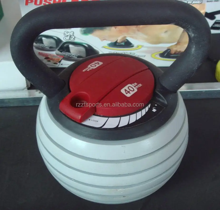 gray hammertone painted 40 lbs. adjustable weight kettlebell