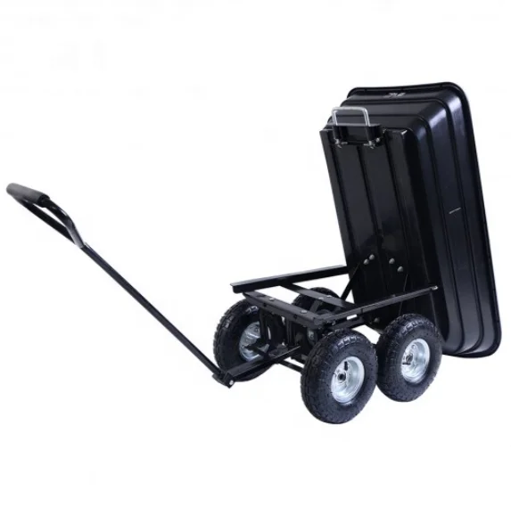 used garden metal Dump green Cart Heavy Duty 4 Wheel Garden Wagon