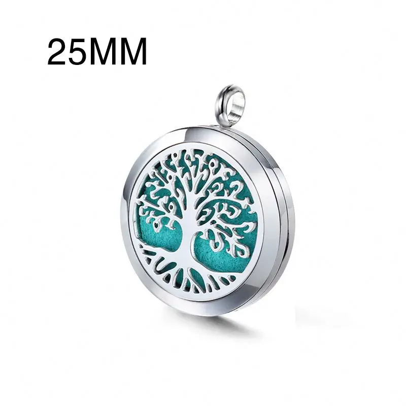Tree Of Life Titanium Stainless Steel 316L Jewelry Gold Plated Necklace Locket Women Aroma Essential Oil Diffuser Necklace