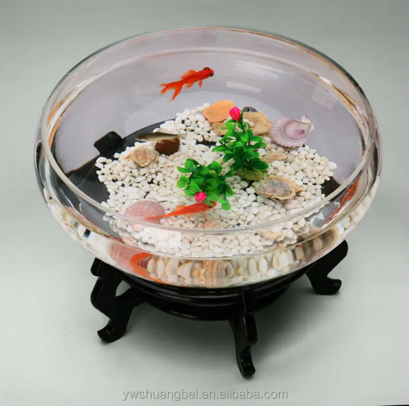 2015 новый дизайн, круглая прозрачная стеклянная чаша для рыб с открытым ртом, аквариумный аквариум