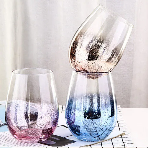 Glitter juice glass cup creative egg shaped coffee cup glass