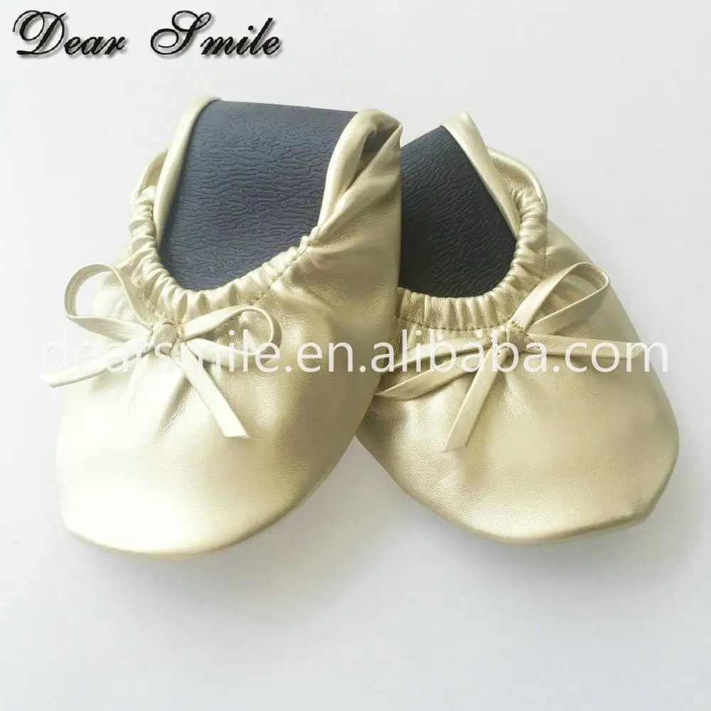 New arrival office lady portable shoes changeable shopping shoes folding ballerina with pouch