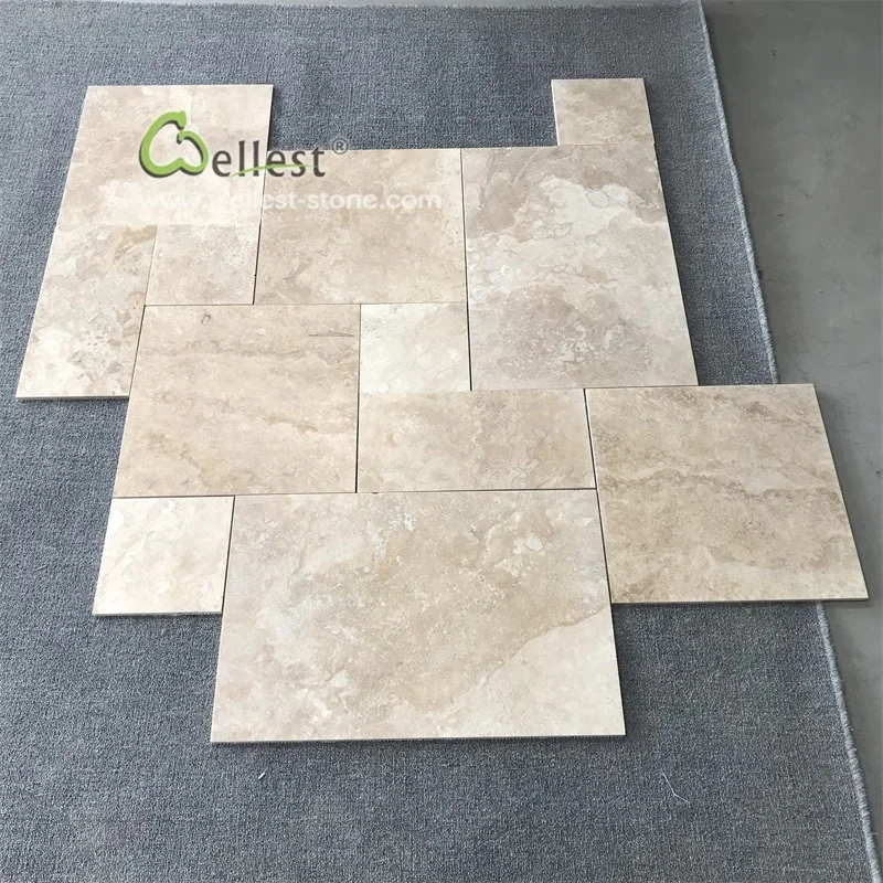 Good Price Beige Antique Travertine French Pattern Paver And Pool Coping Stone