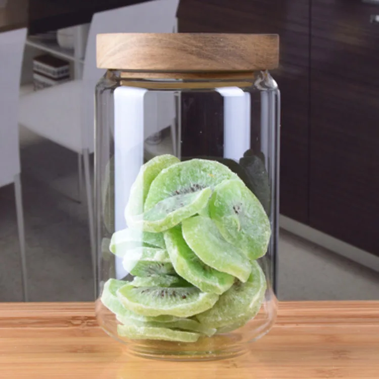 eco friendly cookie honey glass jars storage containers with acacia wood lid