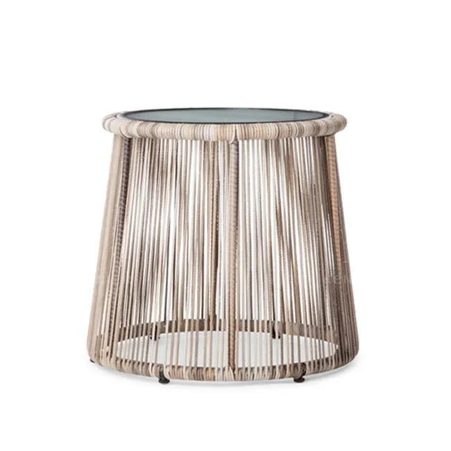 
Patio modern round rattan wicker handmade woven sofa chair metal legs for table 