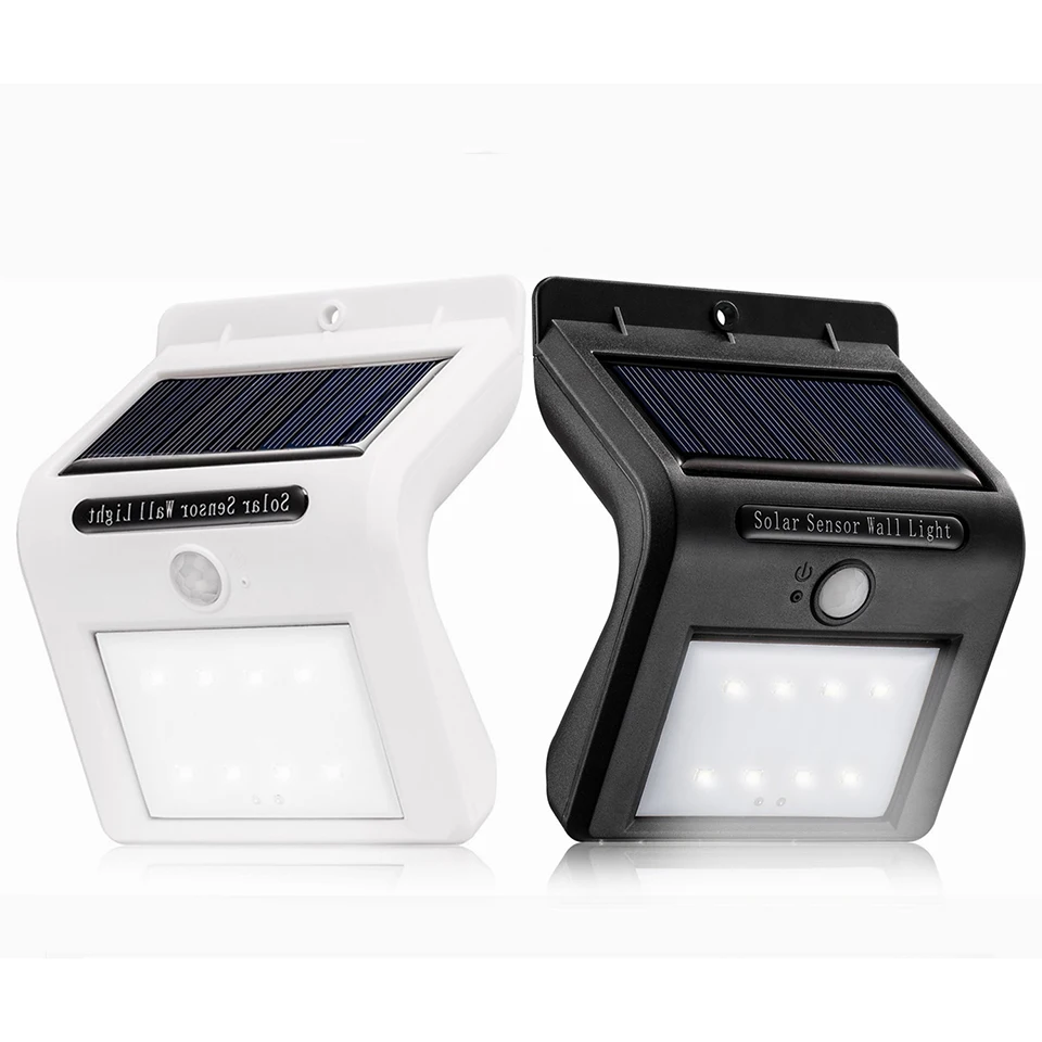 Водонепроницаемый уличный садовый светильник на солнечной батарее, IP65, 8 светодиодов, настенный светильник для забора с пассивным ИК датчиком движения, led_solar_light