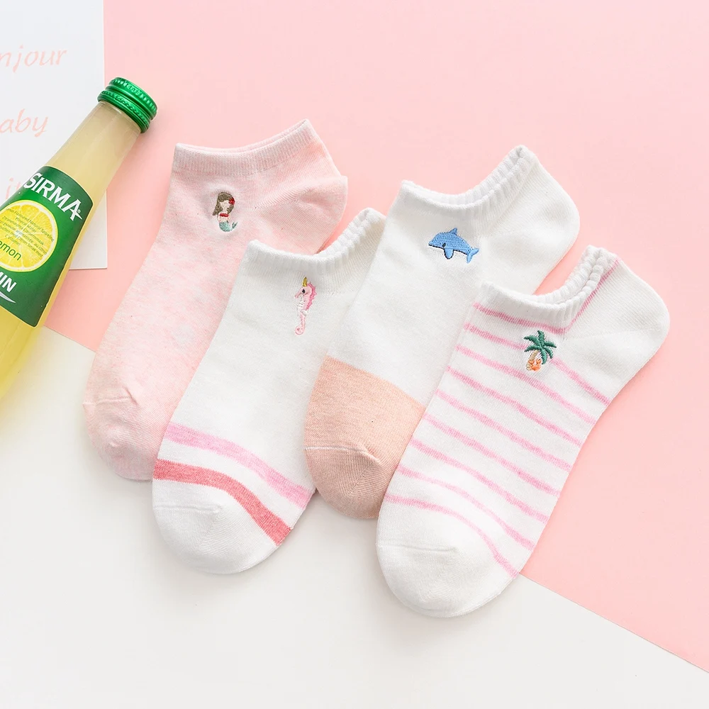 
cute caramella socks white female mermaid socks woman pink 