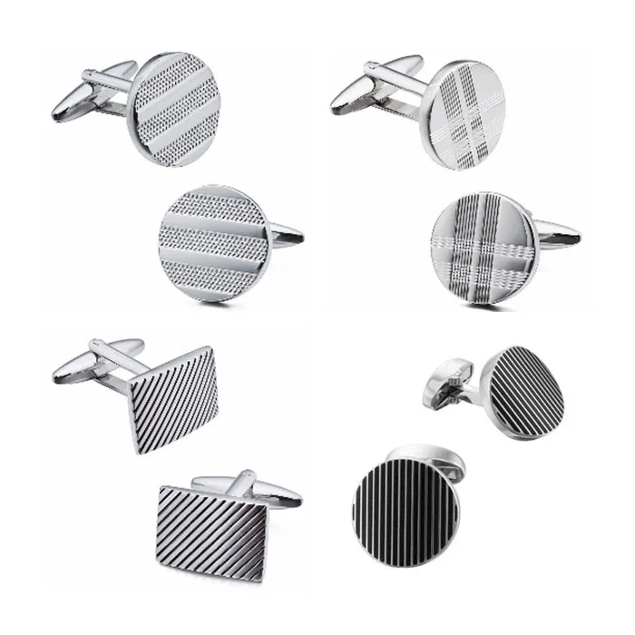 Fashion Logo Cufflinks Silver and Steel Plating