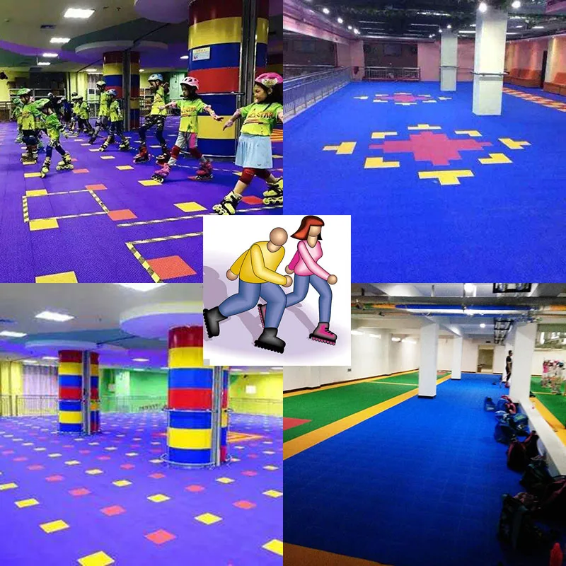 Safety modular plastic interlocking outdoor roller skating flooring