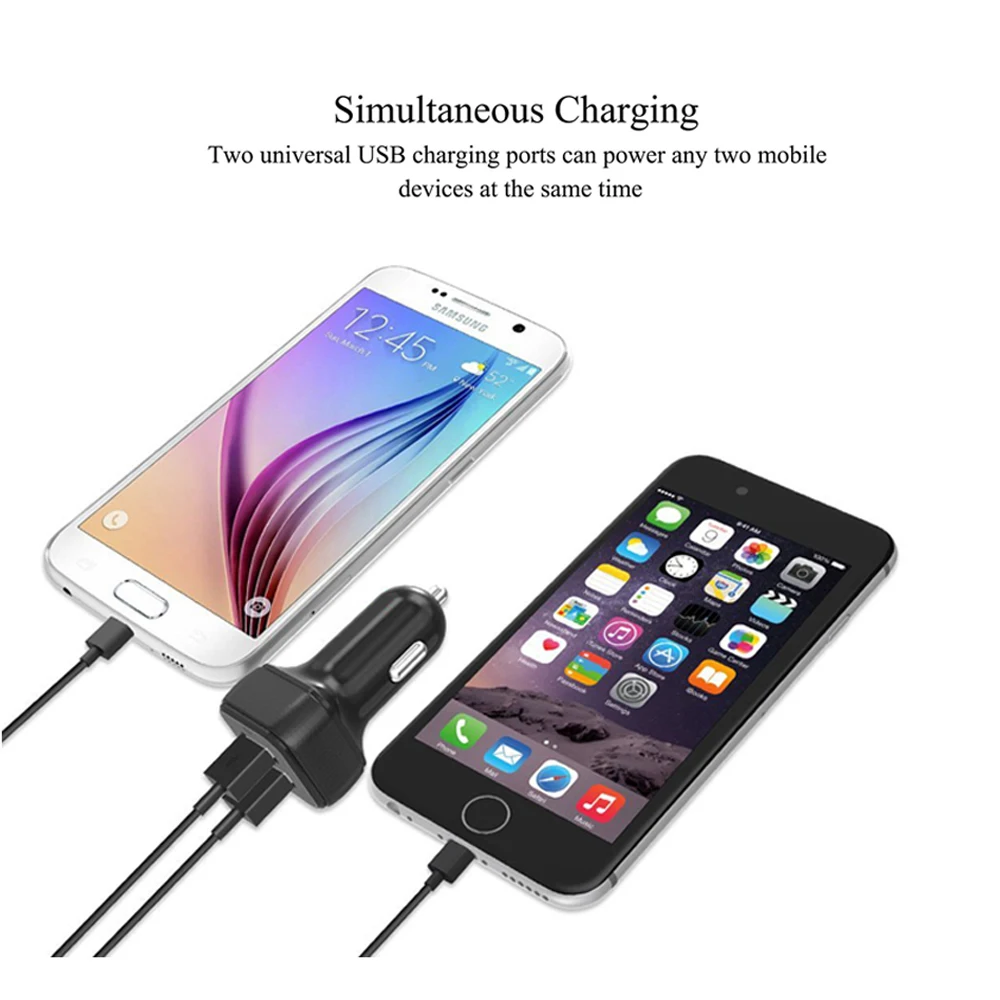 5V 3.4A Fast Charge Dual USB Car Chargers, 2019 Classic Design Duo Ports Portable Mobile Car Charger Quick Charge
