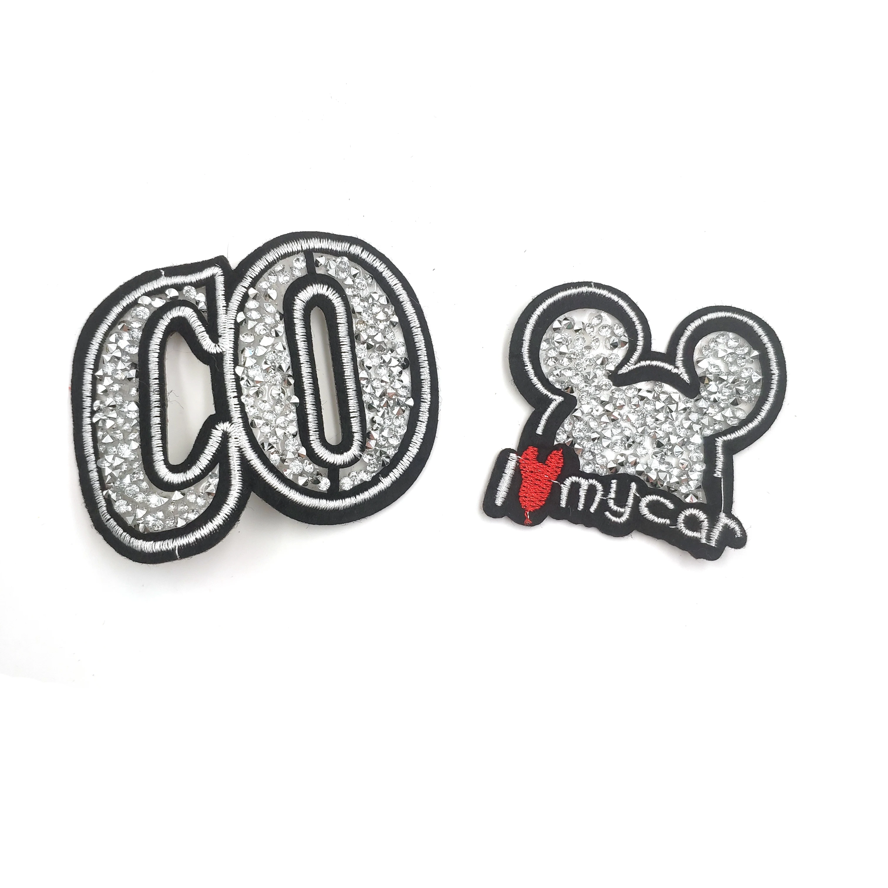 Популярный дизайн разных типов Пользовательский логотип блеск блесток вышивка патч