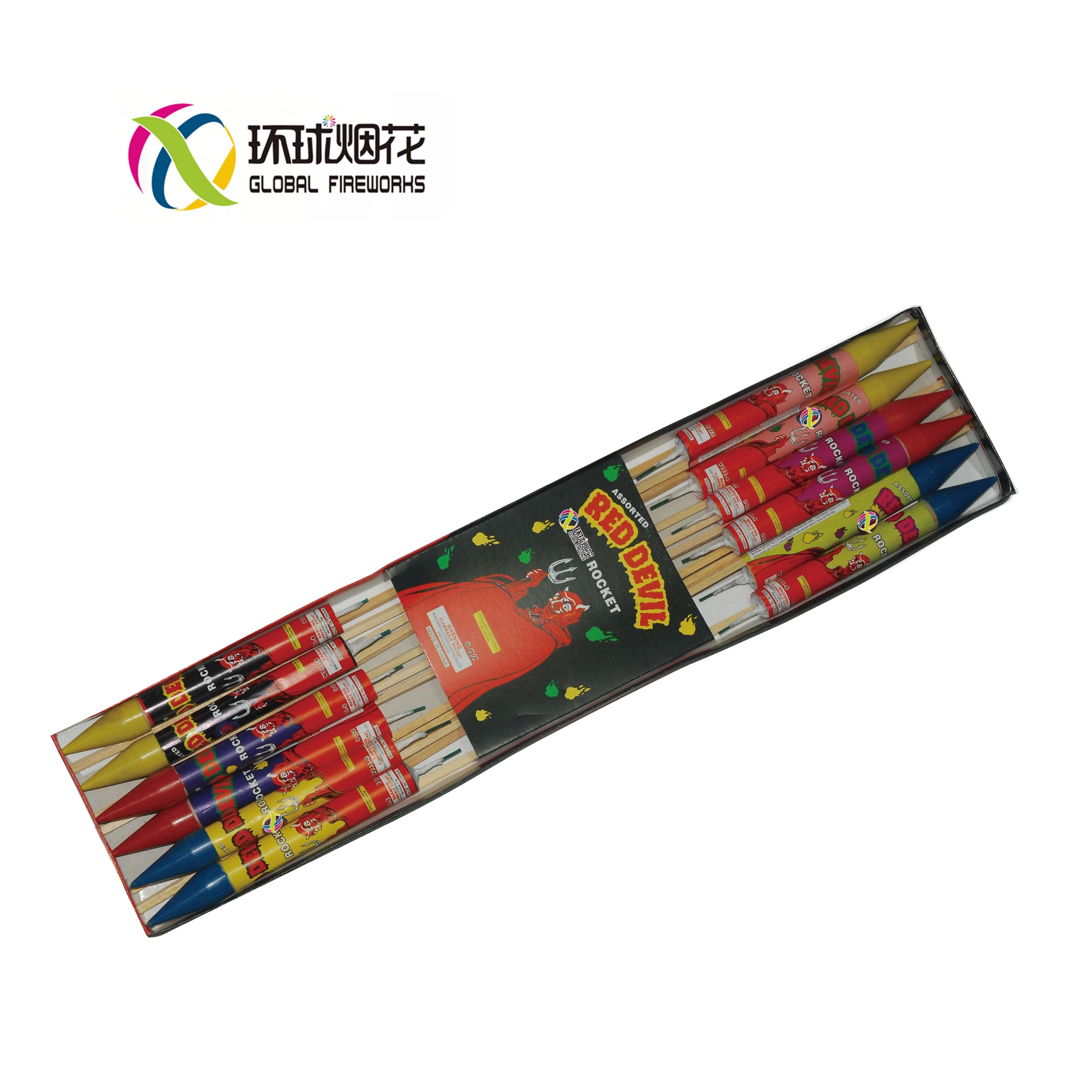 W111-8 8OZ Assorted High Quality Red Devil Outside Flying Rocket Liuyang Global Fireworks
