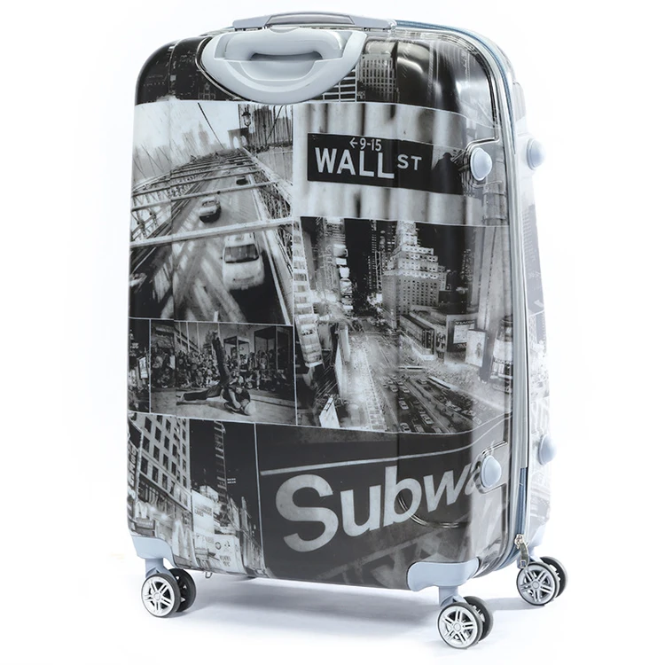 Фабрика OEM и ODM принт 20 24 28 дюймов чемодан 4 Спиннер 360 градусов колеса жесткий 3 предмета в комплекте из АБС-пластика багажных чемоданов на колесиках PC