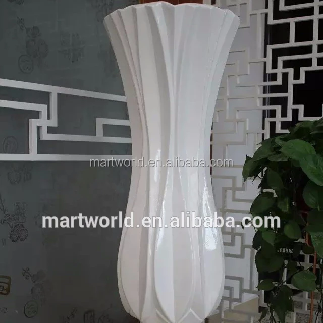 fiber glass vase centerpieces white decor  flower vase stripe large shiny vase wedding party home hotel  decoration (VS-144)