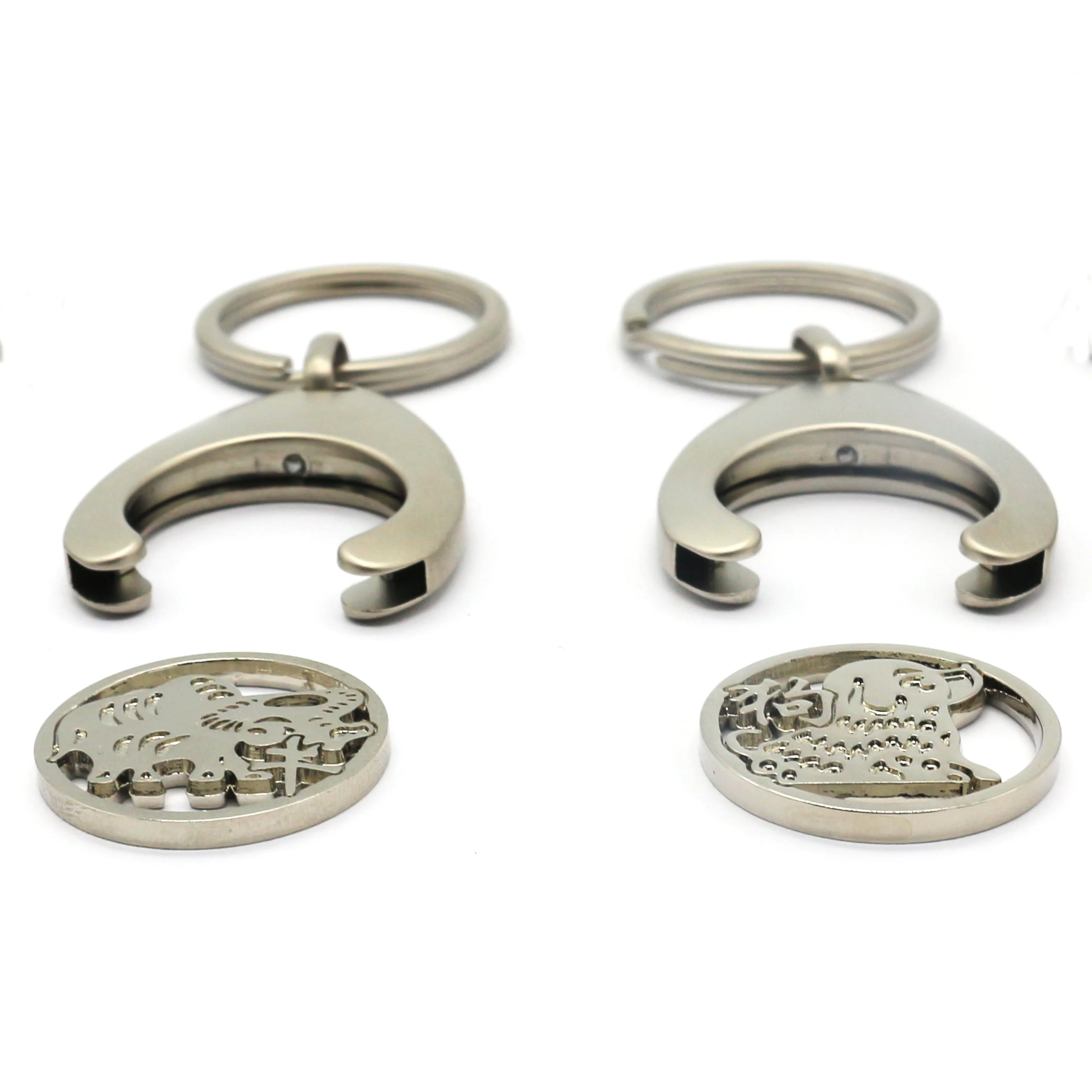 China Manufacturer Personalized Trolley Token Coin Keychain, Metal Coin Holder Keychain