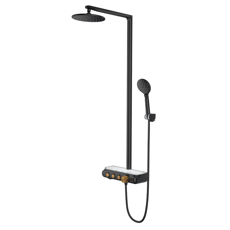 Скрытый Термостатический смеситель для душа, матовый черный кран с круглой головкой и нажимной кнопкой, 3 функции